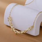 Seven-Stone Multi-Cut Curved Bar Necklace